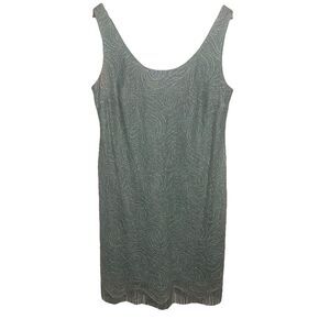 Vtg Catherines Plus Fringe Shimmer Sheath Blue Dress Size 18W Party Cocktail